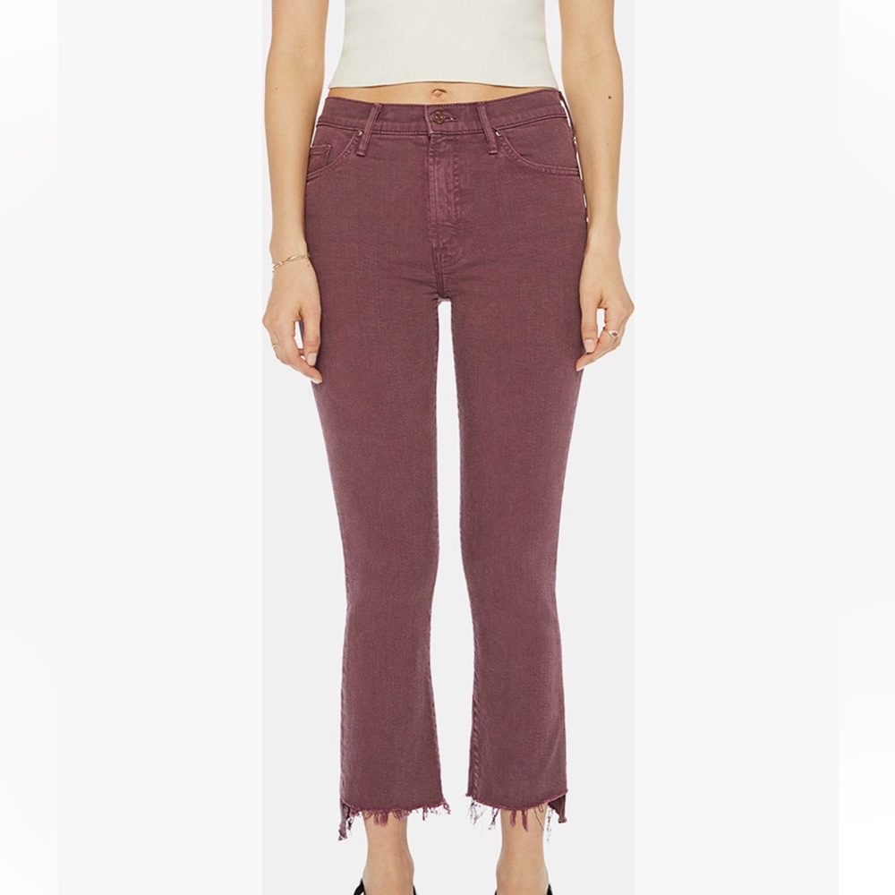 MOTHER The Insider Fray Step Hem Crop in Cats and Dogs size 31